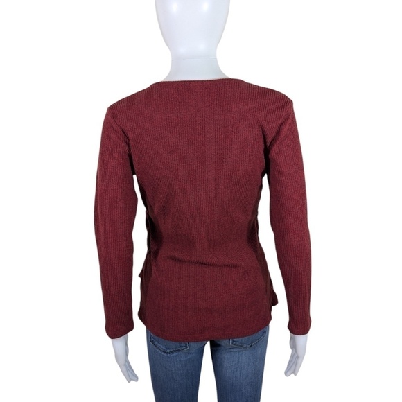 Old Navy Dark Red Ribbed Faux Wrap Blouse Size S - Picture 2 of 4
